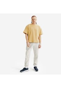 Decathlon - Koszulka męska Elementals. Kolor: beżowy. Materiał: materiał
