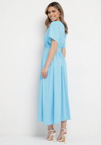 Born2be - Niebieska Sukienka Długa o Rozkloszowanym Fasonie z Kopertowym Dekoltem Saliusa. Okazja: na co dzień. Kolor: niebieski. Typ sukienki: kopertowe. Styl: casual, elegancki. Długość: maxi #2