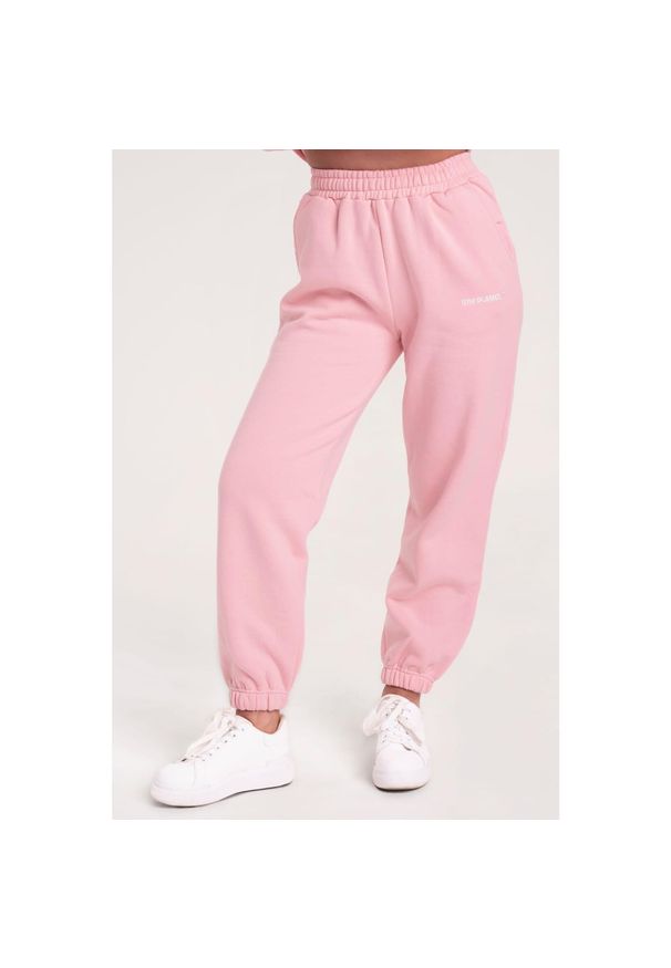 GYM GLAMOUR - Spodnie fitness damskie Gym Glamour dresowe. Kolor: różowy. Materiał: dresówka. Sport: fitness