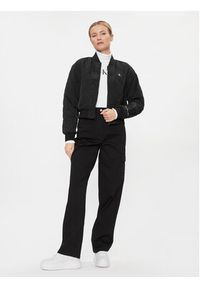 Calvin Klein Jeans Spodnie materiałowe Stretch Twill High Rise Straight J20J221297 Czarny Regular Fit. Kolor: czarny. Materiał: bawełna