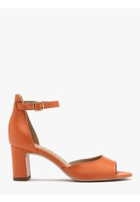 Ryłko - Pomarańczowe sandały na obcasie GWEN. Kolor: pomarańczowy. Materiał: skóra. Obcas: na obcasie. Wysokość obcasa: średni #1