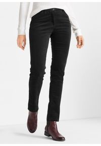 bonprix - Spodnie sztruksowe ze stretchem o kroju slim fit. Kolor: czarny. Materiał: sztruks #1