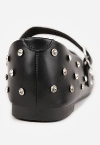 Born2be - Czarne Balerinki Vices z Ćwiekami Paskiem z Klamerką i Skórzaną Wkładką Riletra. Okazja: na co dzień, na randkę. Zapięcie: pasek. Kolor: czarny. Materiał: skóra. Wzór: grochy. Styl: casual, klasyczny, elegancki #9