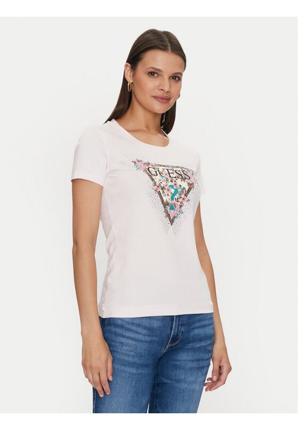 Guess T-Shirt Cherry Flower W4YI26 J1314 Różowy Slim Fit. Kolor: różowy. Materiał: bawełna