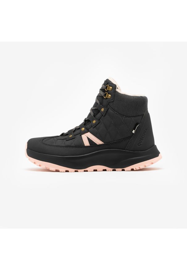 quechua - Buty turystyczne damskie Quechua NH500 Mid wodoodporne. Okazja: na spacer. Kolor: różowy. Materiał: futro. Szerokość cholewki: normalna. Sezon: zima. Styl: sportowy, elegancki