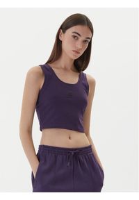 Adidas - adidas Top Essentials Small Logo KB7127 Fioletowy Slim Fit. Kolor: fioletowy. Materiał: bawełna