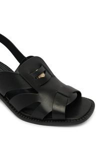 TOMMY HILFIGER - Tommy Hilfiger Sandały Cross Blocked Heel Sandal FW0FW09135 Czarny. Kolor: czarny. Materiał: skóra #4