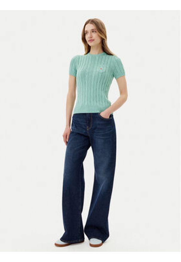 Polo Ralph Lauren Sweter 211895379018 Zielony Slim Fit. Typ kołnierza: polo. Kolor: zielony. Materiał: bawełna