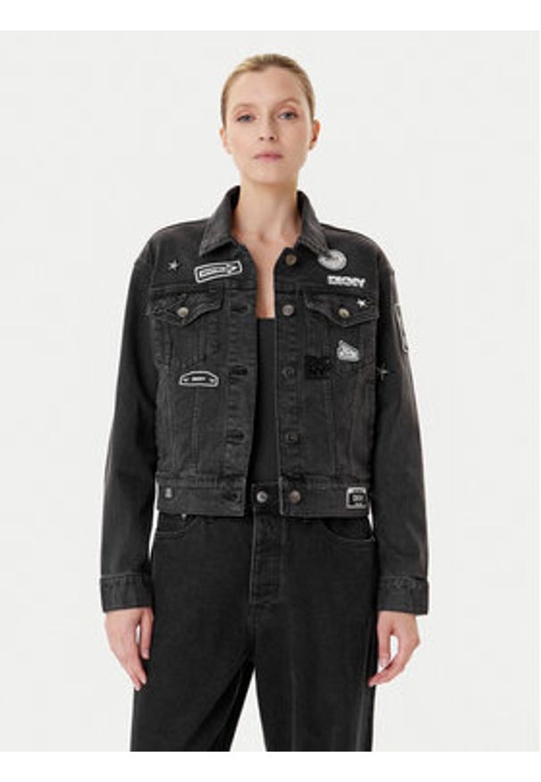 DKNY Kurtka jeansowa P5GCYC72 Szary Regular Fit. Kolor: szary. Materiał: bawełna