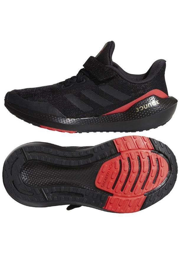 Adidas - Buty do biegania adidas EQ21 Run El K Jr GZ5399 czarne. Okazja: na co dzień. Zapięcie: rzepy. Kolor: czarny. Materiał: syntetyk. Sport: bieganie