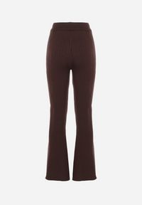 Born2be - Brązowe Spodnie z Wiskozą i Wysokim Stanem Typu Dzwony Tusvira. Okazja: na co dzień. Stan: podwyższony. Kolor: brązowy. Materiał: wiskoza. Styl: casual, elegancki #4