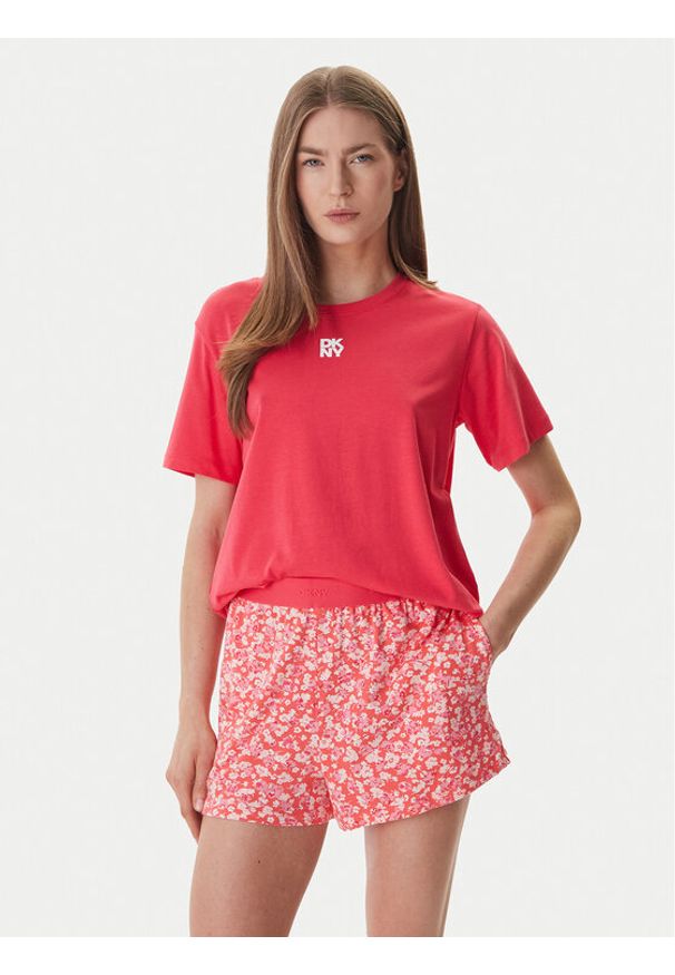 DKNY Piżama YI90095 Koralowy Regular Fit. Kolor: pomarańczowy. Materiał: bawełna, wiskoza