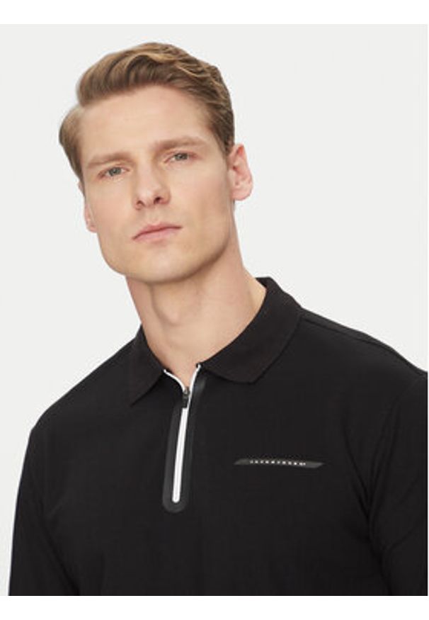 Jack & Jones Polo Fusion 12273127 Czarny Regular Fit. Typ kołnierza: polo. Kolor: czarny. Materiał: bawełna