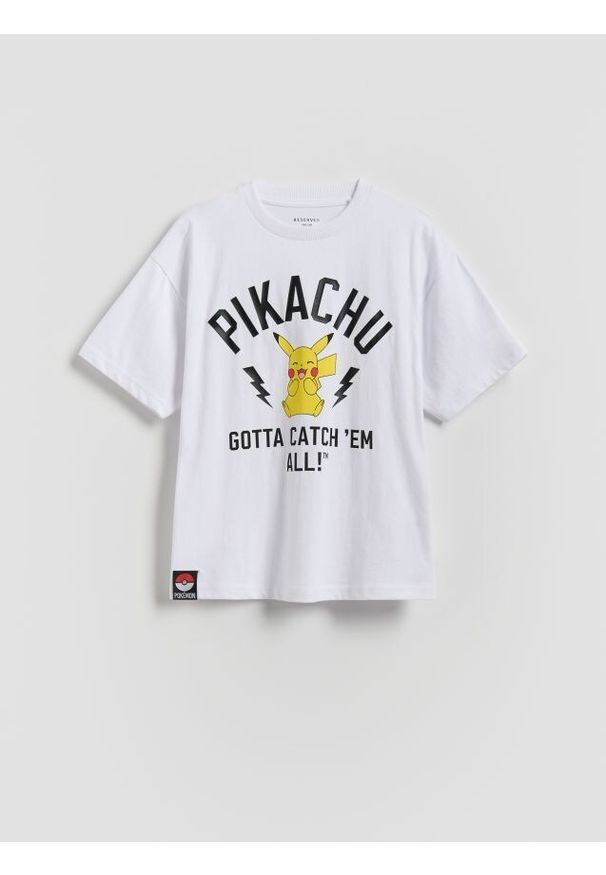 Reserved - Bawełniany t-shirt Pokemon - biały. Kolor: biały. Materiał: bawełna