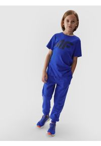 4f - T-shirt z nadrukiem chłopięcy. Kolor: niebieski. Materiał: bawełna. Wzór: nadruk #1