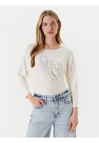 Guess Sweter W5YR22 Z2NQ2 Écru Regular Fit. Materiał: wiskoza