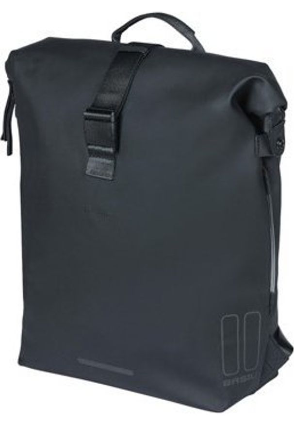 Basil Plecak/Sakwa rowerowa BASIL SOHO BACKPACK NORDLICHT17L, mocowanie na haki Hook-On System, wodoodporny poliester, oświetlenie, night black (NEW 2. Materiał: poliester