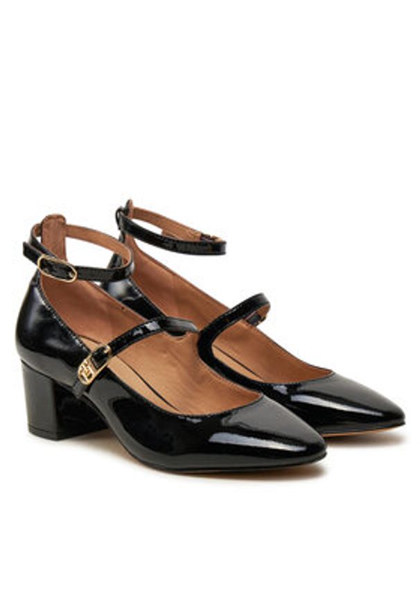 TOMMY HILFIGER - Tommy Hilfiger Czółenka Pump Double Strap Patent Leather FW0FW08566 Czarny. Kolor: czarny. Materiał: skóra, lakier