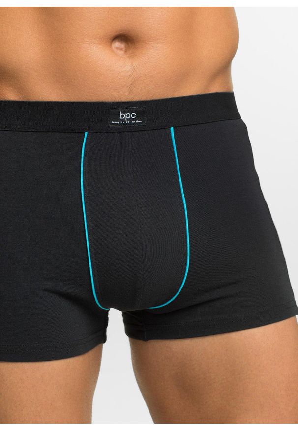 bonprix - Bokserki o dopasowanym kroju z bawełną (3 pary). Kolor: czarny. Materiał: bawełna. Wzór: kolorowy