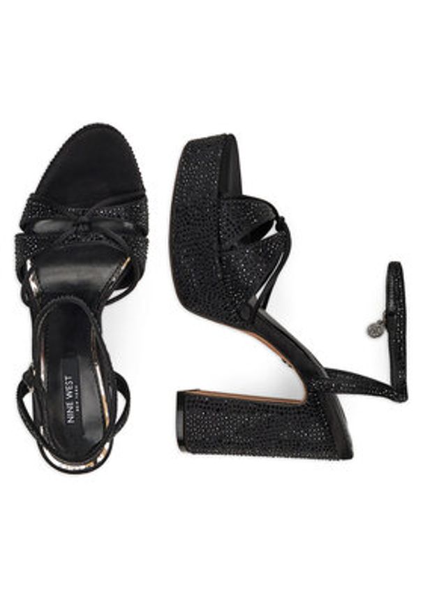 Nine West Sandały S3SH005-01A Czarny. Kolor: czarny. Materiał: materiał