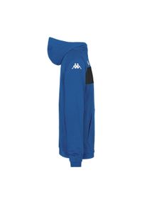 Bluza z kapturem dla dzieci Kappa Daccio. Typ kołnierza: kaptur. Kolor: czarny, niebieski, wielokolorowy. Wzór: kolorowy. Sport: fitness, joga i pilates