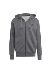 Adidas - Essentials French Terry 3-Stripes Full-Zip Hoodie. Typ kołnierza: kaptur. Kolor: wielokolorowy, czarny, szary