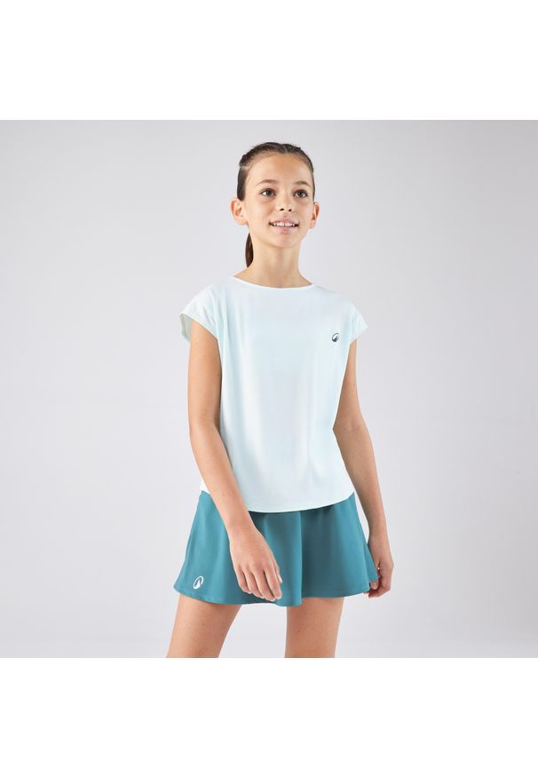 ARTENGO - Koszulka tenisowa dla dziewczynek Artengo TTS Soft. Kolor: zielony, niebieski, wielokolorowy. Materiał: tkanina, elastan, poliester, materiał. Sport: tenis