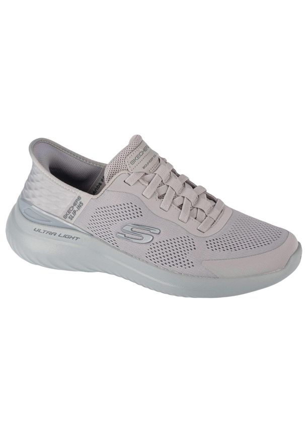 skechers - Buty sportowe Sneakersy męskie, Slip-Ins: Bounder 2.0 - Emerged. Zapięcie: sznurówki. Kolor: szary. Materiał: guma, syntetyk, tkanina, materiał. Szerokość cholewki: normalna. Sport: turystyka piesza