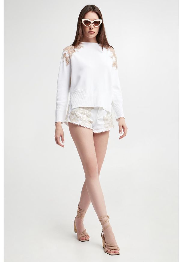 Ermanno Firenze - Sweter damski z koronką ERMANNO FIRENZE. Materiał: koronka. Wzór: koronka