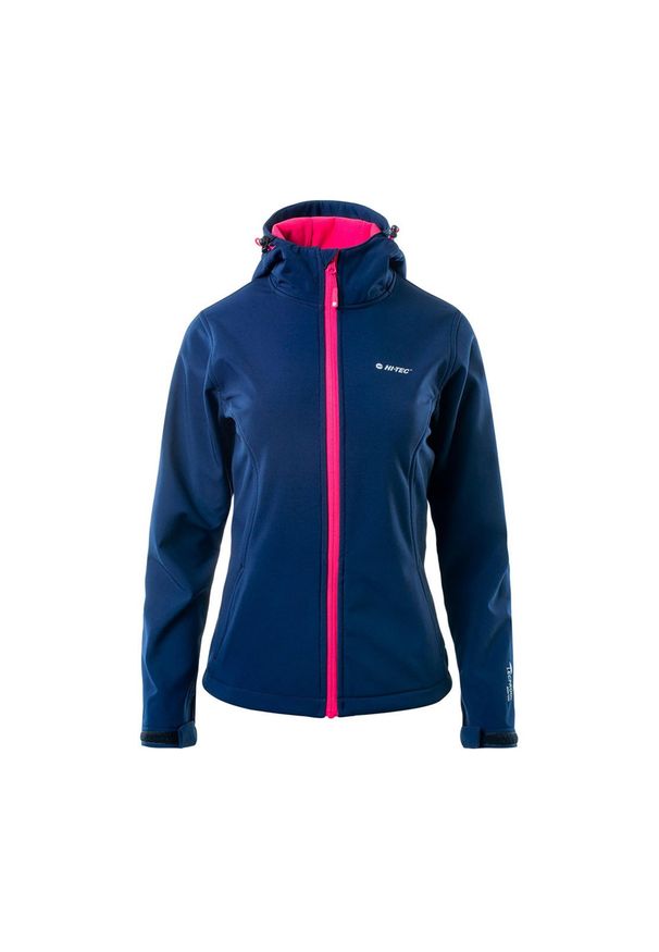 Hi-tec - Damska Kurtka Softshell Caria II. Kolor: różowy, niebieski, wielokolorowy. Materiał: softshell. Sport: turystyka piesza