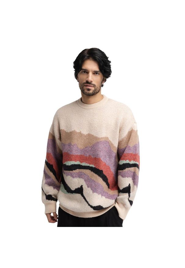 SIROKO - Męski sweter oversize z dzianiny Siroko Burano Transformation. Kolor: wielokolorowy. Materiał: dzianina. Styl: retro, vintage