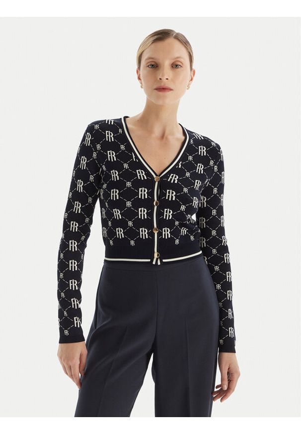 Fracomina Kardigan FR25WT8036K414F8 Granatowy Regular Fit. Kolor: niebieski. Materiał: syntetyk