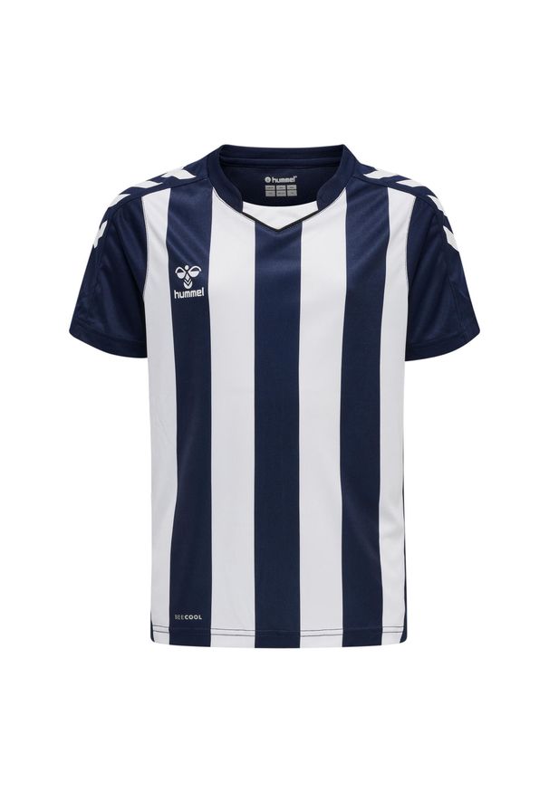 Koszulka dziecięca Hummel Striped. Kolor: niebieski, biały, wielokolorowy. Materiał: tkanina. Wzór: paski