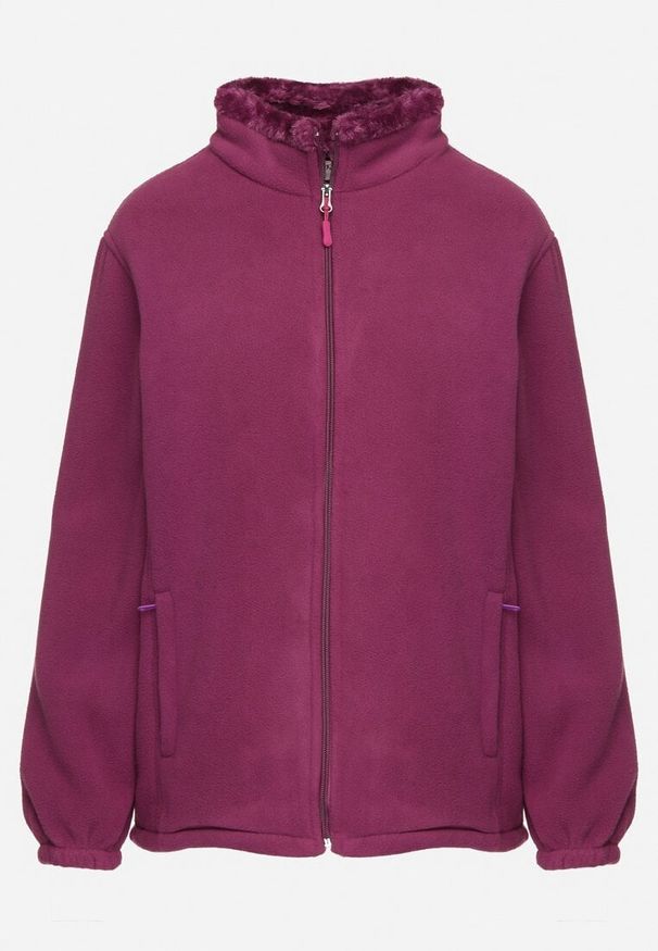 Born2be - Fioletowy Klasyczny Polar ze Ściągaczami przy Rękawach Paradi. Okazja: do pracy, na co dzień. Kolor: fioletowy. Materiał: polar. Długość rękawa: długi rękaw. Długość: długie. Styl: klasyczny