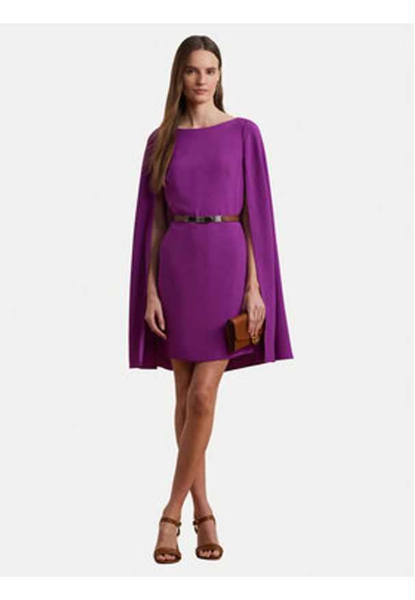 Lauren Ralph Lauren - LAUREN RALPH LAUREN Sukienka koktajlowa 2,53855E+11 Fioletowy Slim Fit. Kolor: fioletowy. Materiał: syntetyk. Styl: wizytowy