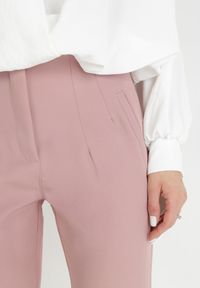 Born2be - Różowe Spodnie Cygaretki z Imitacją Kieszeni Anilnig. Kolor: różowy #6