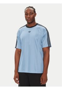 Adidas - adidas T-Shirt adicolor Jacquard JW5879 Błękitny Loose Fit. Kolor: niebieski. Materiał: syntetyk