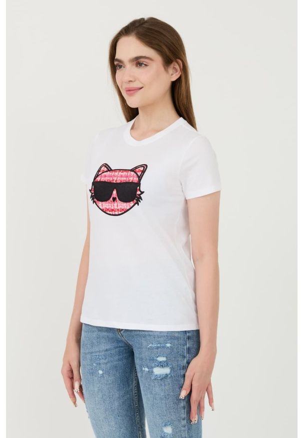 Karl Lagerfeld - KARL LAGERFELD Biały t-shirt Boucle Choupette. Kolor: biały