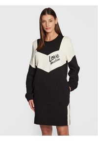 Love Moschino - LOVE MOSCHINO Sukienka dzianinowa W5C9601M 4055 Czarny Regular Fit. Kolor: czarny. Materiał: bawełna, dzianina