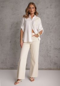 Renee - Biała Nietoperzowa Koszula z Wiskozy z Podpinanymi Rękawami i Haftem Adreaneh. Okazja: na co dzień. Kolekcja: plus size. Kolor: biały. Materiał: wiskoza. Wzór: haft. Sezon: lato. Styl: casual #2