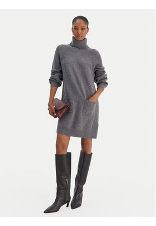 Liu Jo Sukienka dzianinowa MF5063 MS009 Szary Regular Fit. Kolor: szary. Materiał: wełna