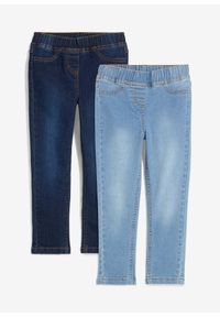 bonprix - Jegginsy mid waist (2 pary). Kolor: niebieski