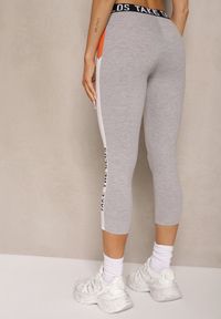 Renee - Szare Legginsy Capri Low Waist z Bawełny Zdobione Lampasem Obalisse. Okazja: na co dzień. Stan: obniżony. Kolor: szary. Materiał: bawełna. Wzór: aplikacja. Styl: elegancki, casual