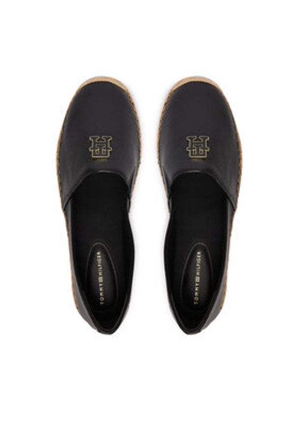 TOMMY HILFIGER - Tommy Hilfiger Espadryle Th Logo Leather Espadrille FW0FW09246 Czarny. Kolor: czarny. Materiał: skóra