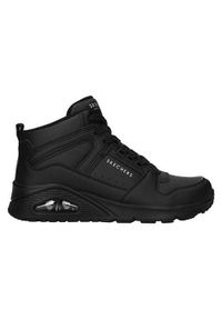 skechers - Buty do chodzenia damskie Skechers Uno High Regards. Wysokość cholewki: za kostkę. Zapięcie: sznurówki. Kolor: czarny. Materiał: guma, tkanina, skóra, materiał, syntetyk. Szerokość cholewki: normalna. Sport: turystyka piesza