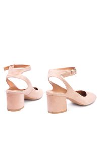 Kazar - Beżowe czółenka damskie. Zapięcie: pasek. Kolor: beżowy. Materiał: zamsz. Obcas: na obcasie. Styl: street. Wysokość obcasa: średni #4