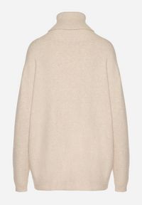 Born2be - Beżowy Sweter z Golfem i Dodatkiem Kaszmiru Rorizia. Okazja: do pracy, na co dzień. Typ kołnierza: golf. Kolor: beżowy. Długość: długie. Wzór: aplikacja. Materiał: kaszmir. Długość rękawa: długi rękaw. Sezon: zima, jesień. Styl: klasyczny, casual #6