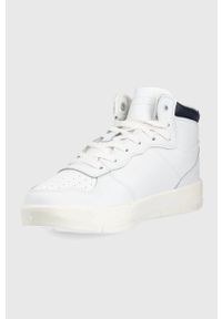 Tommy Jeans sneakersy skórzane kolor biały. Nosek buta: okrągły. Zapięcie: sznurówki. Kolor: biały. Materiał: skóra