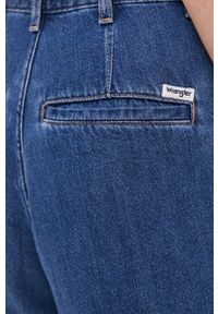Wrangler Szorty jeansowe damskie kolor granatowy gładkie high waist. Stan: podwyższony. Kolor: niebieski. Materiał: jeans. Wzór: gładki #3