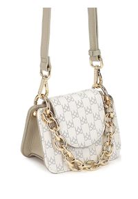 Kazar - Biało-szara torebka damska. Kolor: biały. Wzór: aplikacja. Materiał: skórzane. Styl: elegancki #4